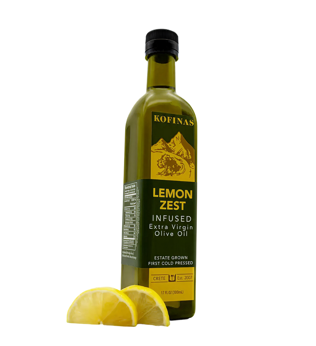 Bottle of Kofinas Lemon Zest Infused Extra Virgin Olive Oil