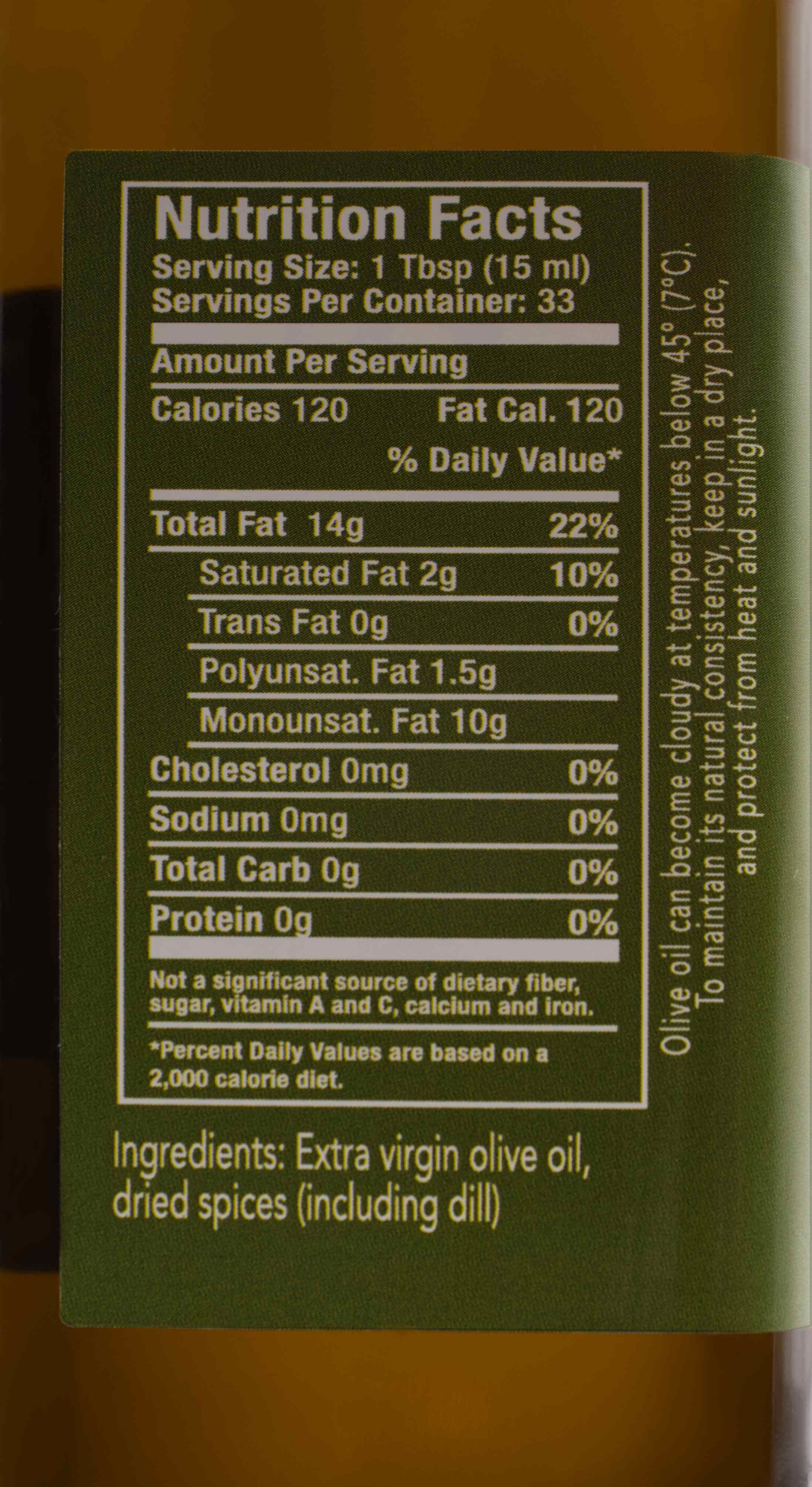 Dill Infused Extra Virgin Olive Oil