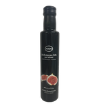 Black bottle of Kofinas Greek balsamic vinegar with fig and a fig label