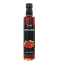 Black bottle of Greek balsamic vinegar with strawberry, with a strawberry on the label