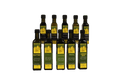 Ten Kofinas infused olive oil bottles arranged in rows