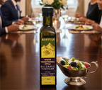 Kofinas White Traditional balsamic vinegar bottle with a berry salad at a dining table